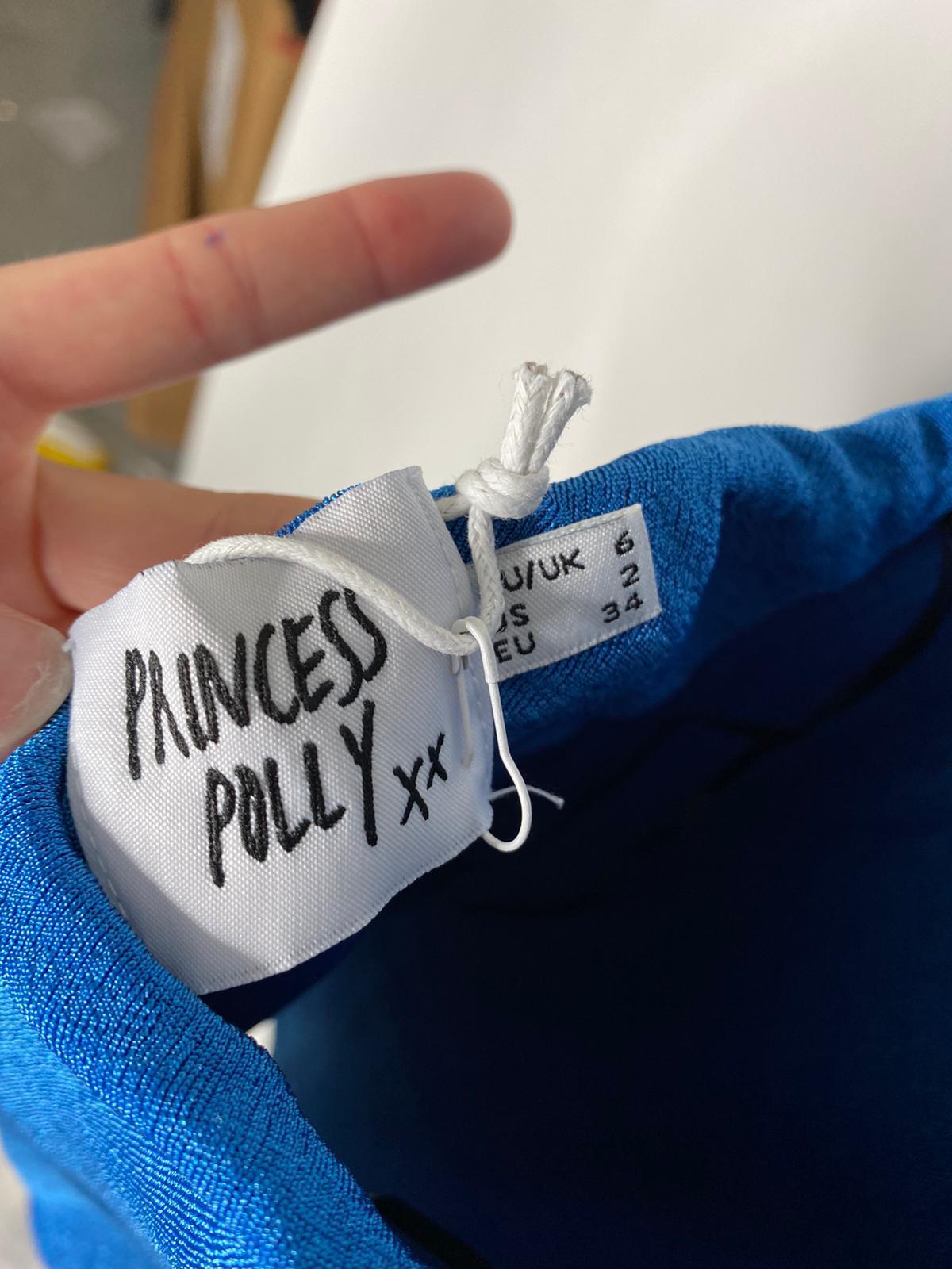 Princess Polly Womens 2 Blue Riviera Mini Dress Sleeveless V Neck Bodycon