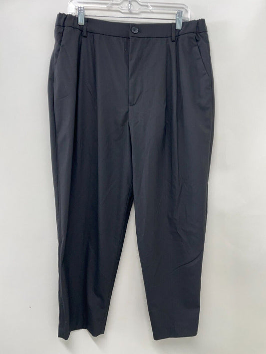 Zara Women's XL Cropped Trousers with Pleats Black 3279/243 Pockets Mid-Rise NWT