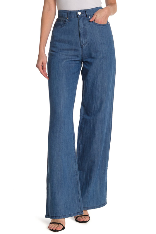 WeWoreWhat Womens 26 High Rise Wide Leg Jeans Linen Pant Houston Wash 27