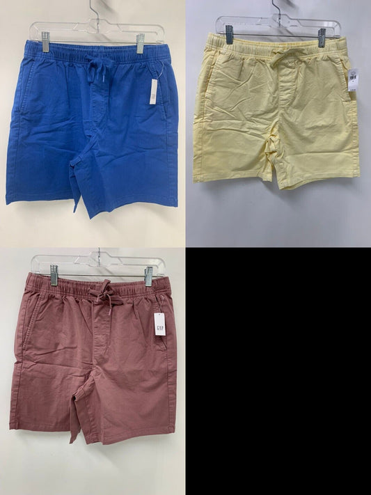 Gap Lot of 3 Mens S 7" Easy Shorts E-Waist Chino Pull On Mauve Pink Yellow Blue