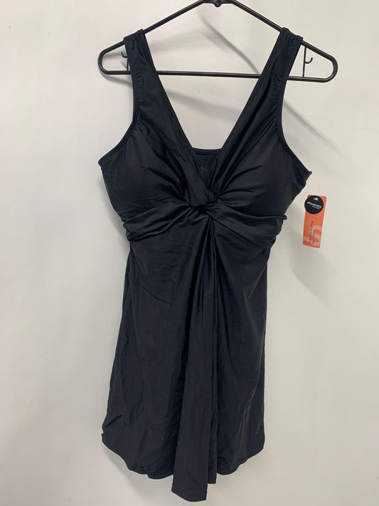 Shapermint Essentials Womens 2XL Black Knot Front Shaping Swim Dress Swimsuit