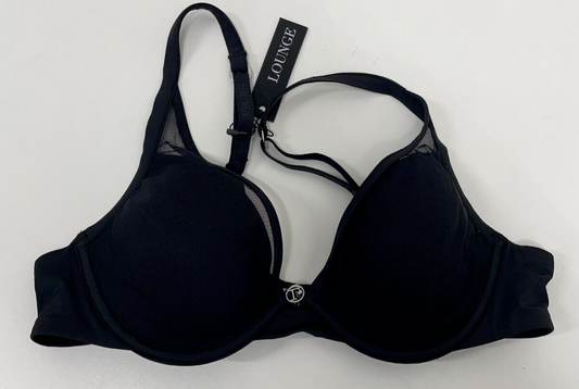 Lounge Womens 34A Classic Plunge T-Shirt Bra Black Underwired Mesh Overlay