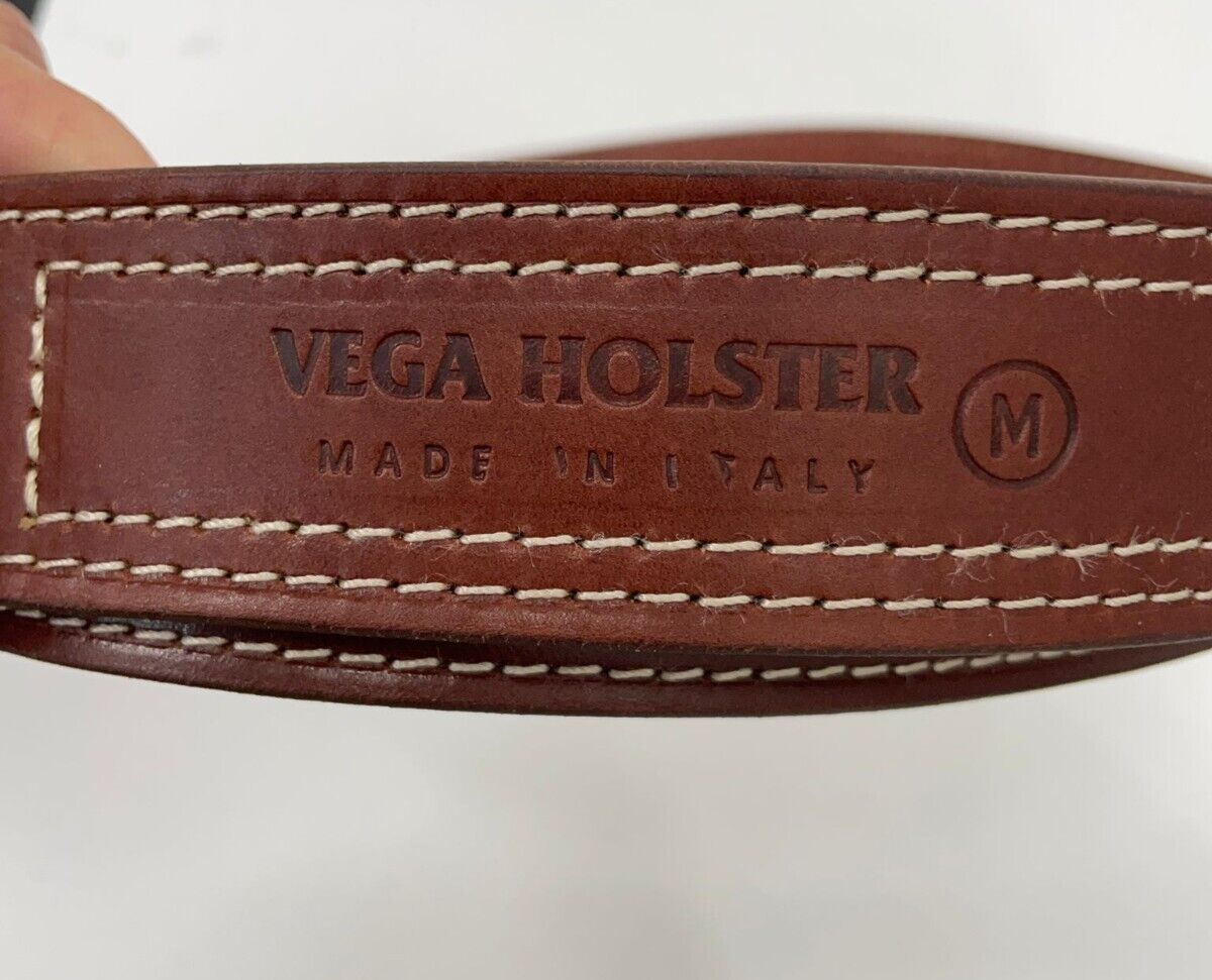 Vega Holster Mens M Brown Made in Italy Belt 32-38 Brown Leather Gun Belt Carry