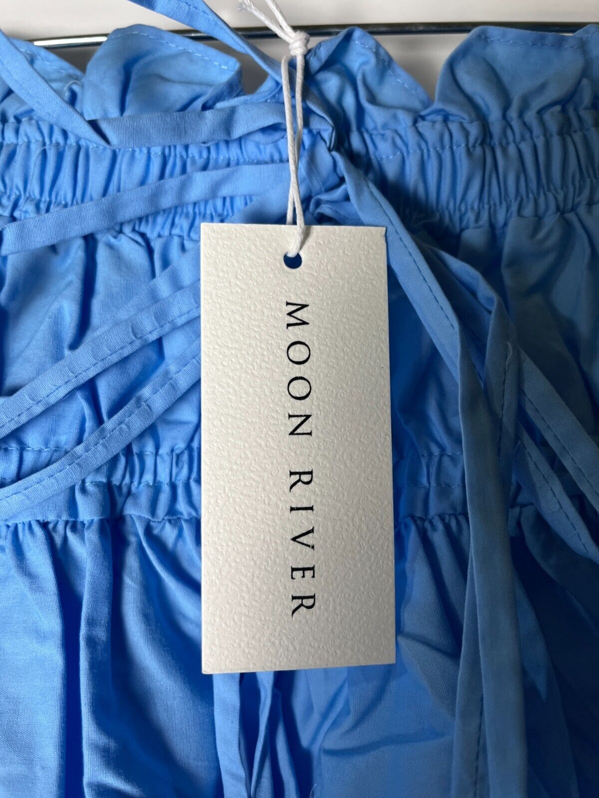 Anthropologie Moon River Women's M Smocked Waist Eyelet Midi Skirt Sky Blue