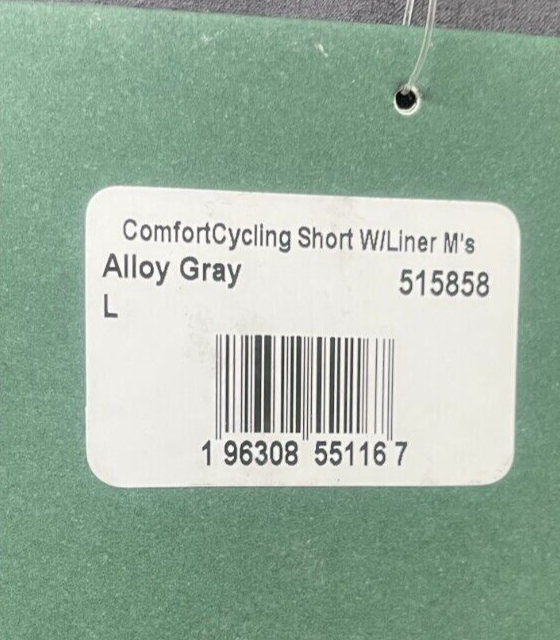 LL Bean Mens L Comfort Cycling Short W/ Liner Alloy Gray UPF 50+ Stretch 515858
