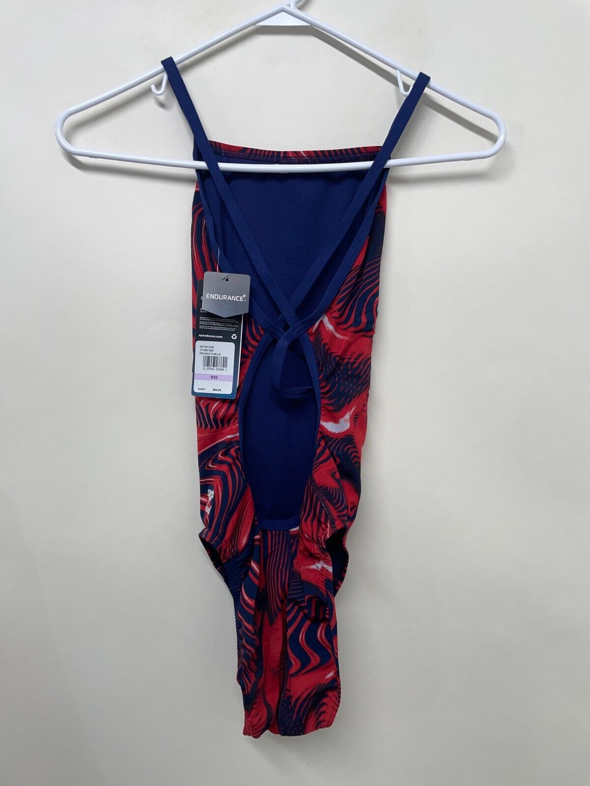Speedo Women's 6/32 Fusion Vibe Crossback One Piece Swimsuit Red Navy 7719521