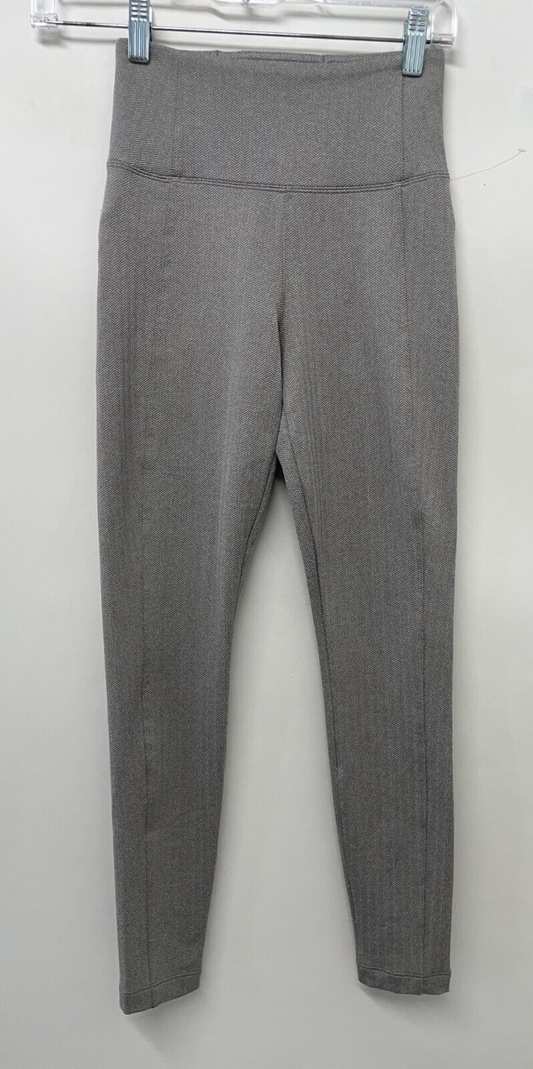 Athleta Womens XXS Delancey Herringbone Tight Leggings Gray Zipped Pockets