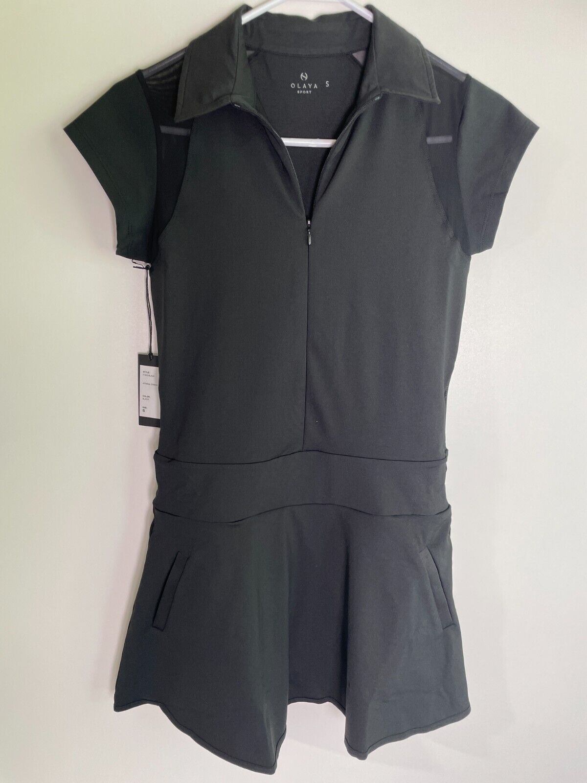 Olaya Sport Women's S Athena 1/4 Zip Golf Tennis Mini T-Shirt Dress Black 1124S