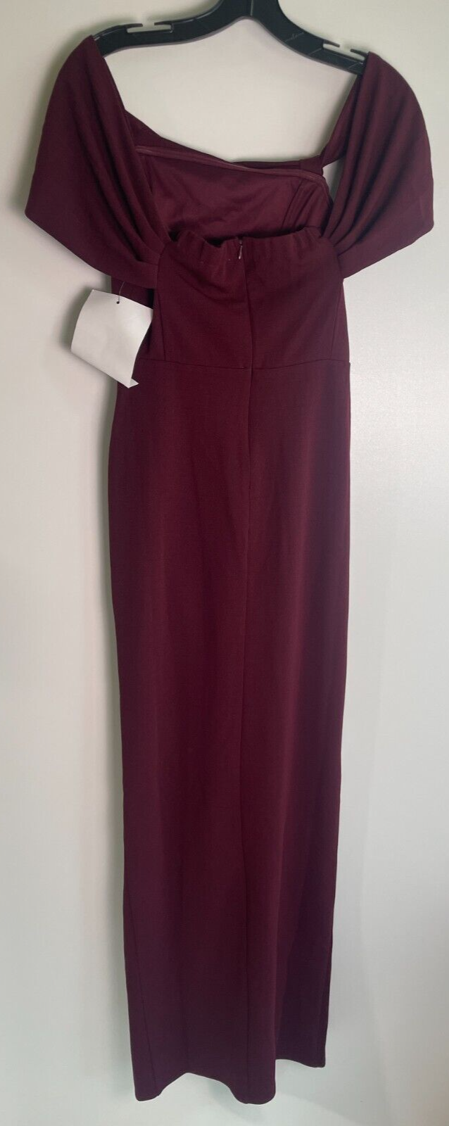 TNFC Womens 8 Bardot Twist Front Maxi Dress W/ Pleat Burgundy Off Shoulder