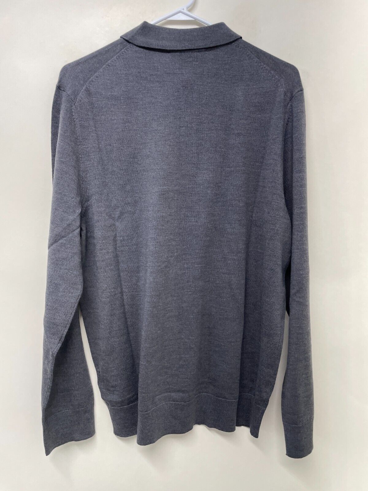 Charles Tyrwhitt Mens L Pure Merino Polo Neck Sweater Jumper Gray Long Sleeve