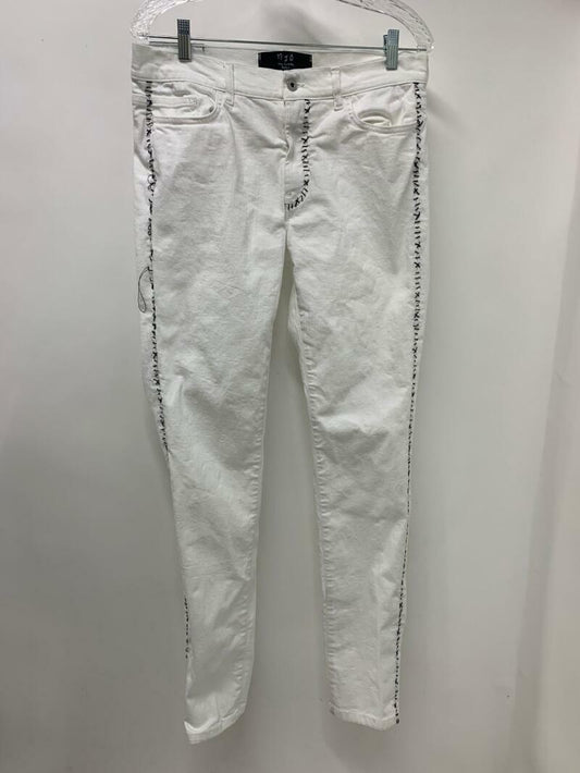 MJB Marc Jacques Burton Mens 33 White Black Crixus Jeans Denim Pants Skinny