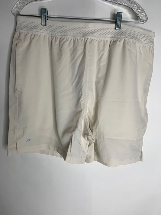 Fabletics Mens XL The Fundamental 5" Short Lined Bone White Athletic Pull On Gym