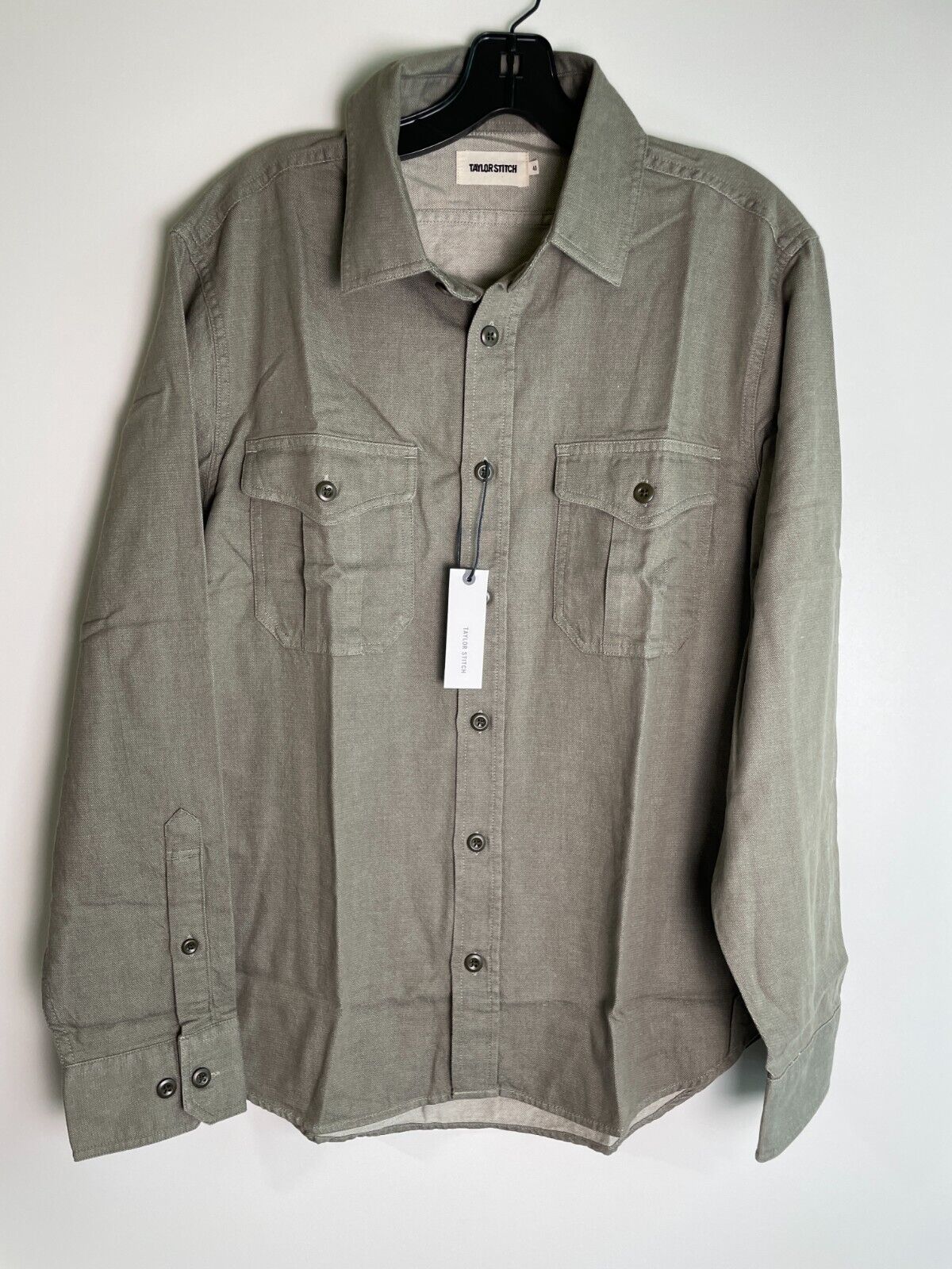 Taylor Stitch Mens 40 The Saddler Twill Shirt Smoked Olive Green Button Down