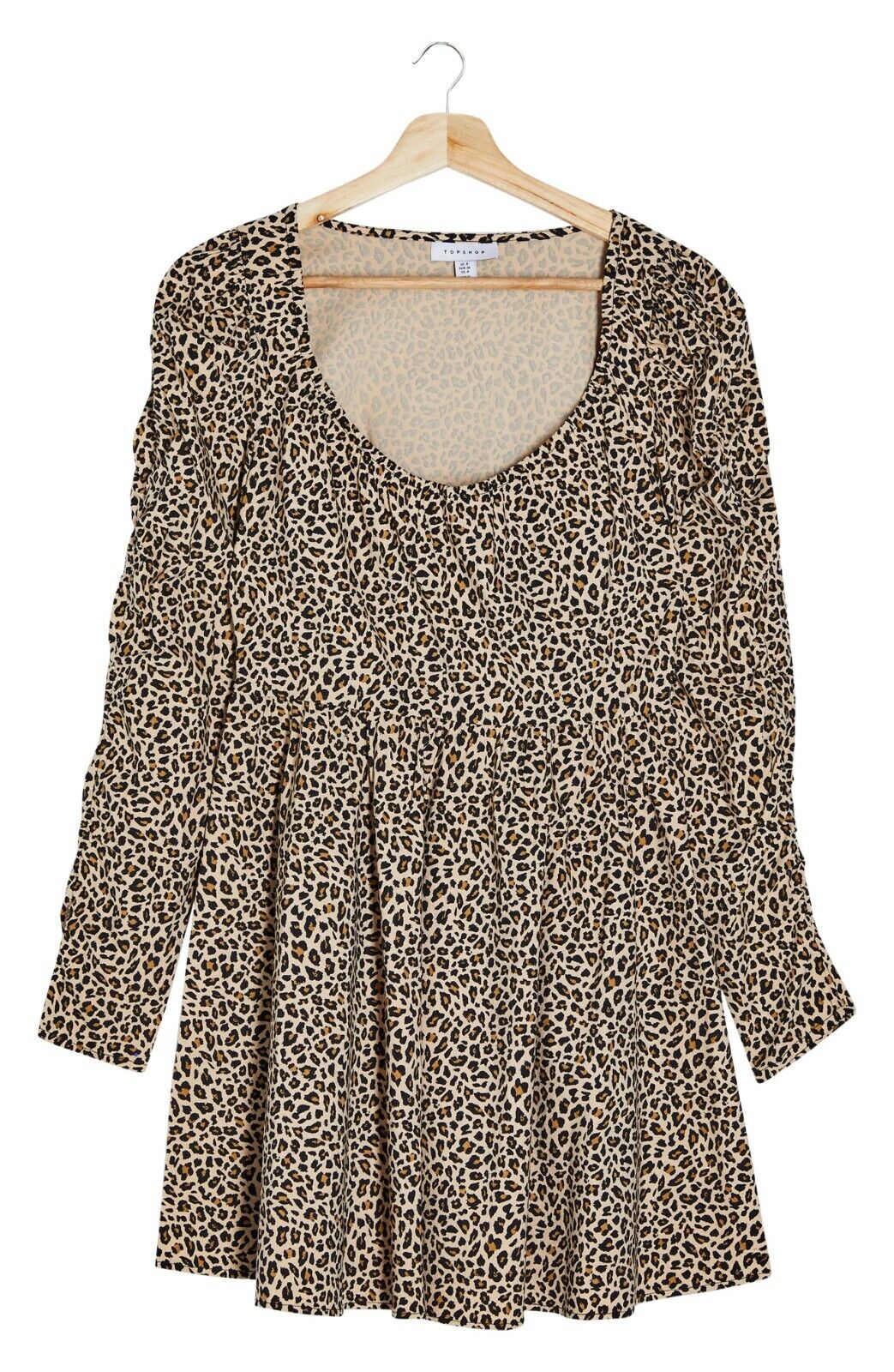 Topshop Womens Animal Print Stretch Knit Mini Dress Fit & Flare Leopard Ruched