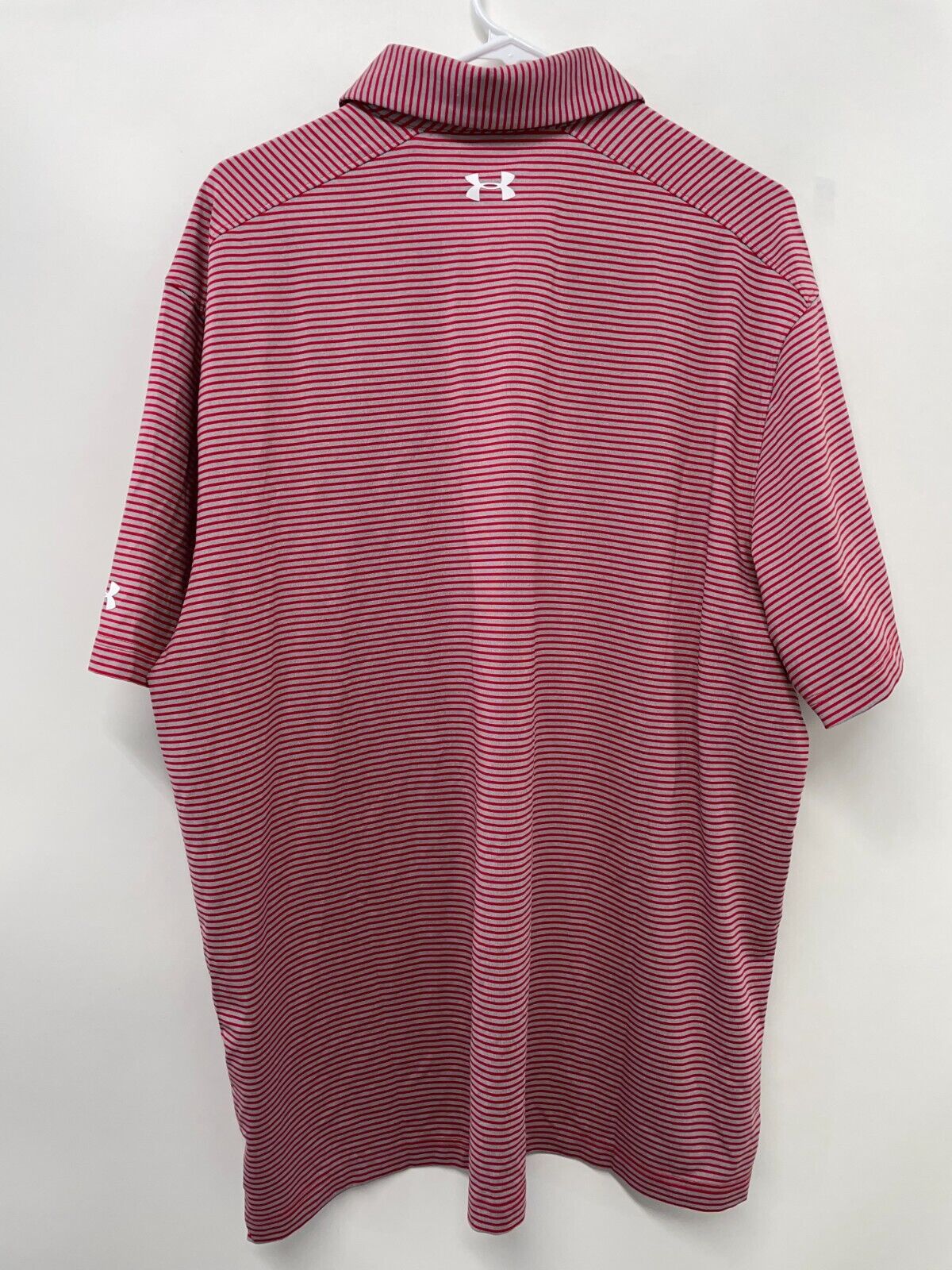 Under Armour Men's XL Playoff Polo Red Gray Stripe Loose Fit UPF 30 1283706 NWT