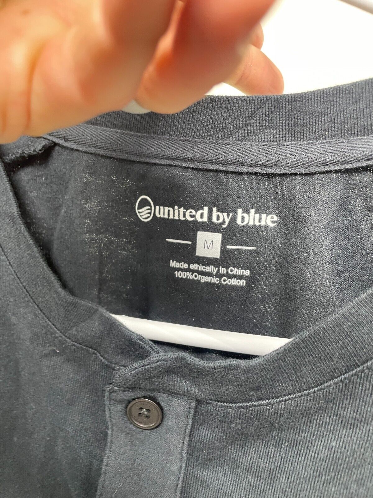 United by Blue Men's M Organic Heavyweight Knit Henley Black T Shirt Long Sleeve