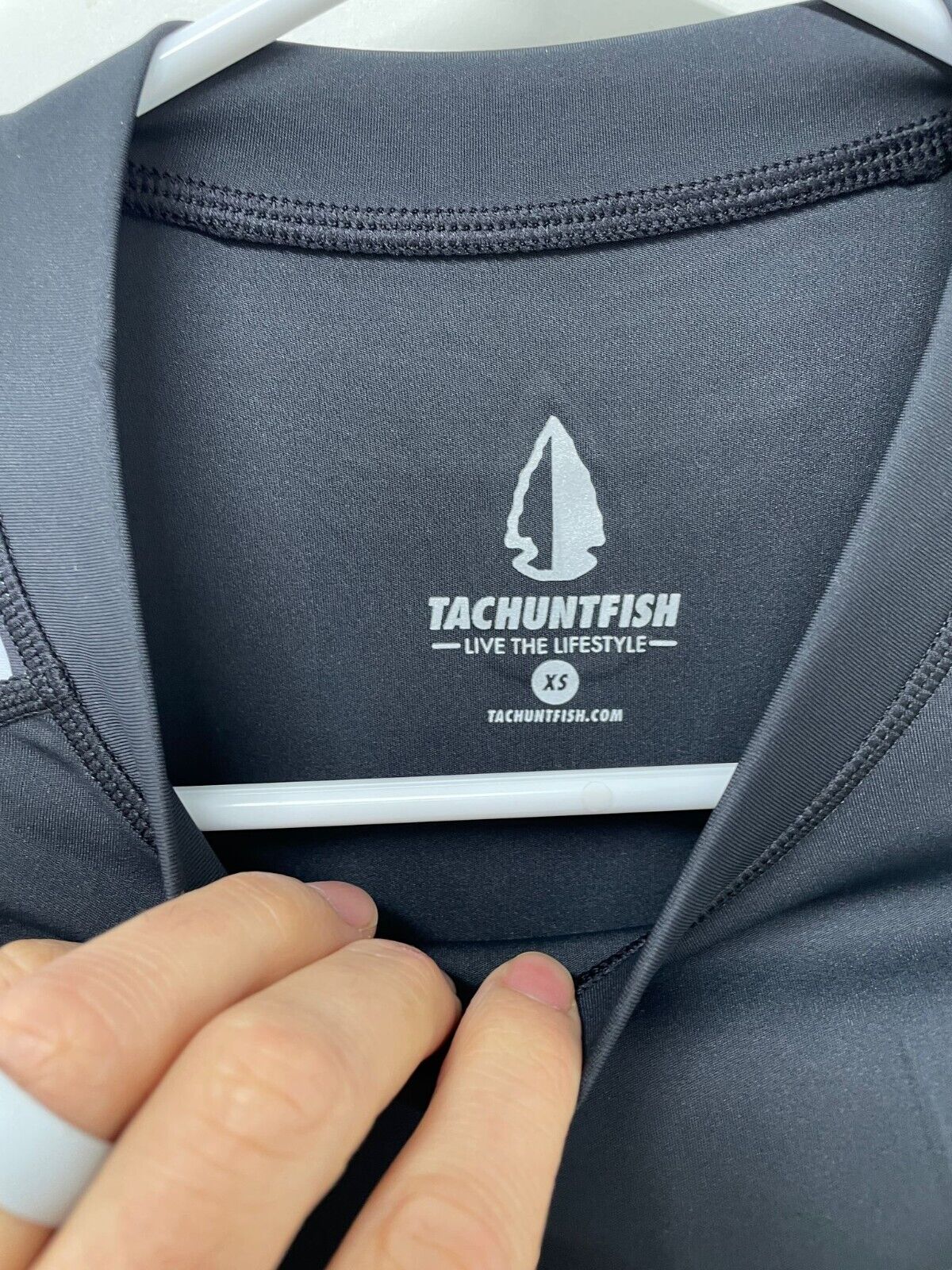 TacHuntFish Mens XS Racer Long Sleeve Rash Guard BJJ Surf Checker Black White