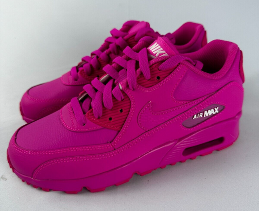 Nike Kids 4.5Y Air Max 90 LTR GS Laser Fuchsia Lifestyle Casual Shoes 833376 603