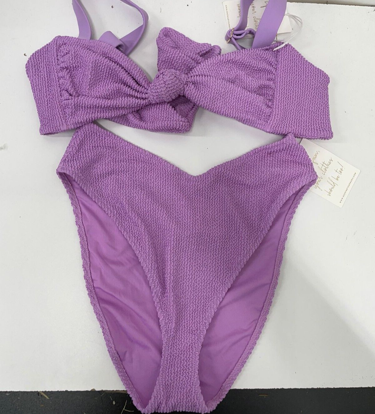 Show me your Mumu Womens M/L Aruba Beach Bum Bikini Swimsuit Lilac Textured