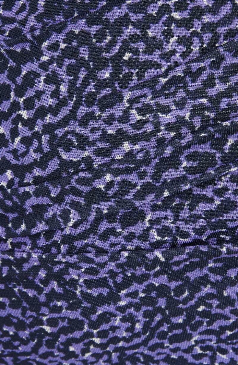 Isabel Marant Womens 38 Purple Animal Print Ruched Jersey Long Sleeve Mini Dress