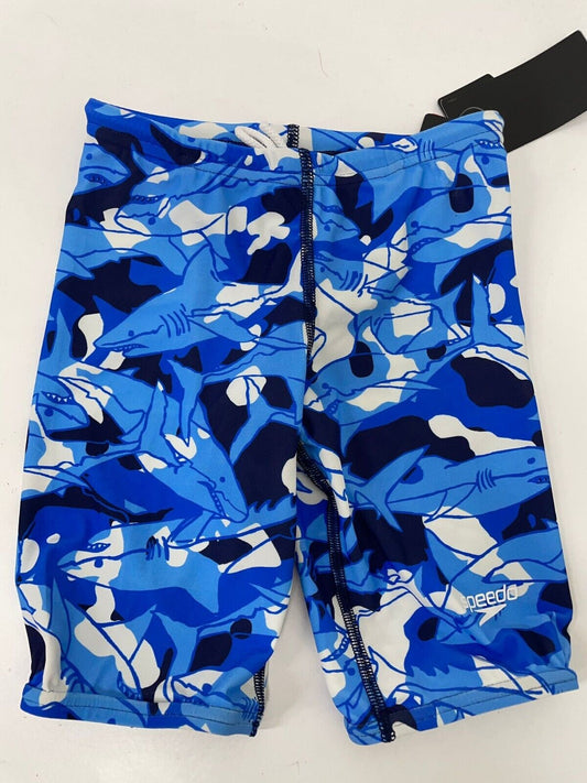 Speedo Boys Youth Kids 5 Printed Jammer Swimsuit Trunk Alaskan Blue