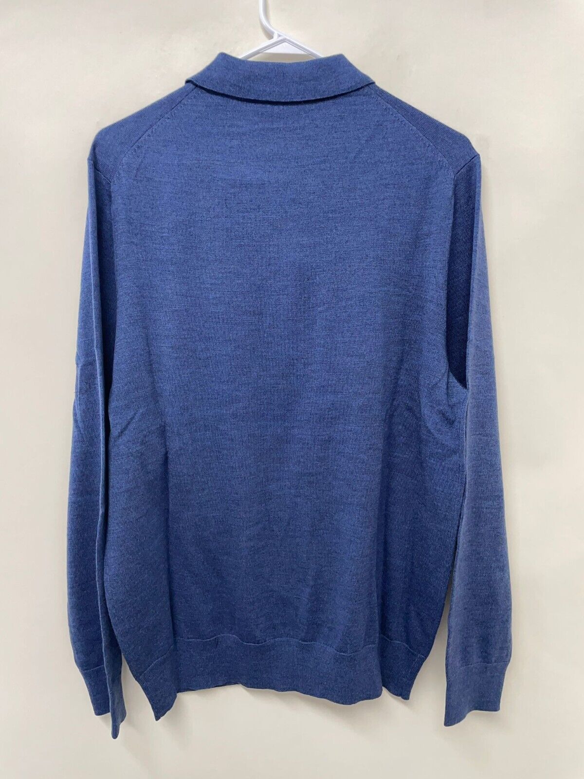 Charles Tyrwhitt Mens L Pure Merino Polo Neck Sweater Indigo Blue Long Sleeve