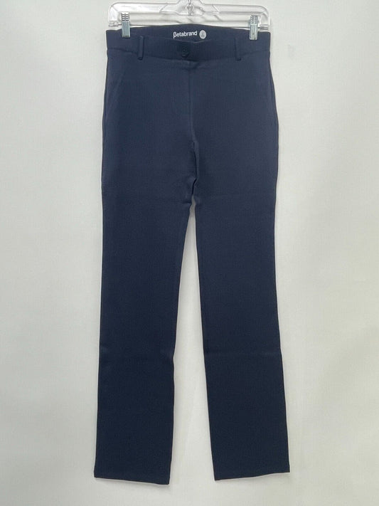 Betabrand Women's S Long Straight-Leg Classic Dress Pant Yoga Pant Dark Navy NWT