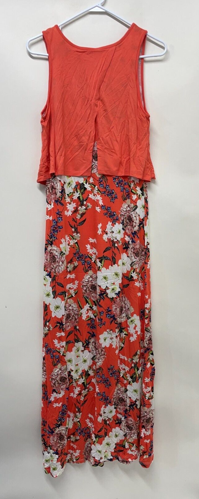 Lascana Womens 8 Layered Look Maxi Dress Coral Orange Floral Pattern X30032-8