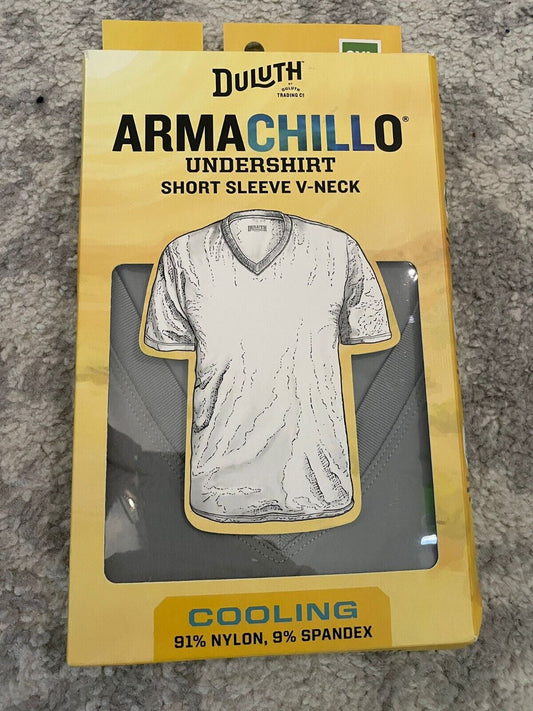Duluth Trading Co Mens 2XL Armachillo Cooling V-Neck Undershirt Gray 94256 Shirt