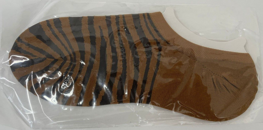 Antipast Womens KT-156S Zebra Camel No Show Socks Brown Black Nylon Cotton