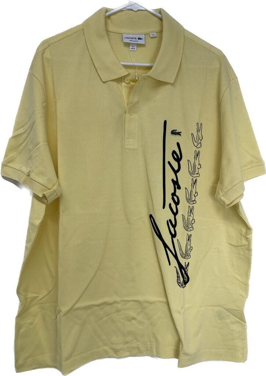 Lacoste Mens 3XL Regular Fit Signature Pique Cotton Polo Shirt Yellow PH2087