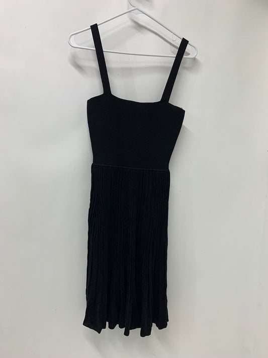 Theory Womens S Black Pleated Square-Neck Sleeveless Midi Dress Bandage