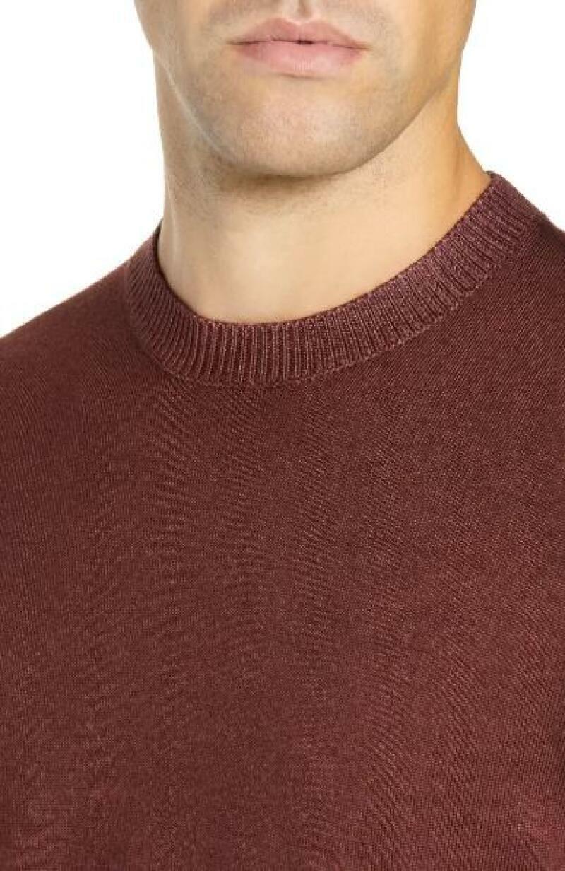 Ted Baker London Mens 7 Maroon Trim Fit Newab Garment Dyed Wool Sweater Pullover