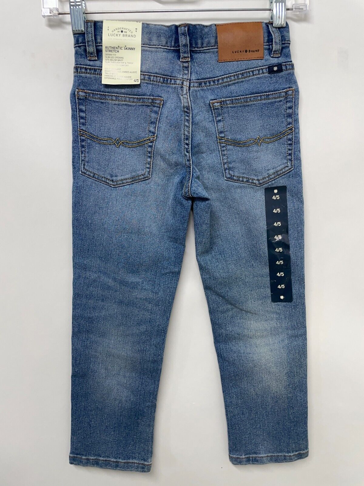 Lucky Brand Kids Boys 4/5 Authentic Skinny Jeans Blue Button Fly Stretch Denim