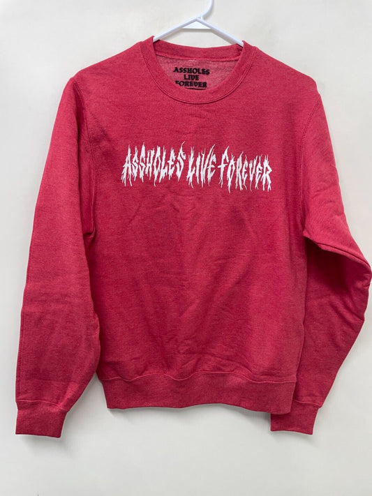 A**holes Live Forever Sweatshirt Mens S Red Metal Pullover Sweatshirt ALF Finego