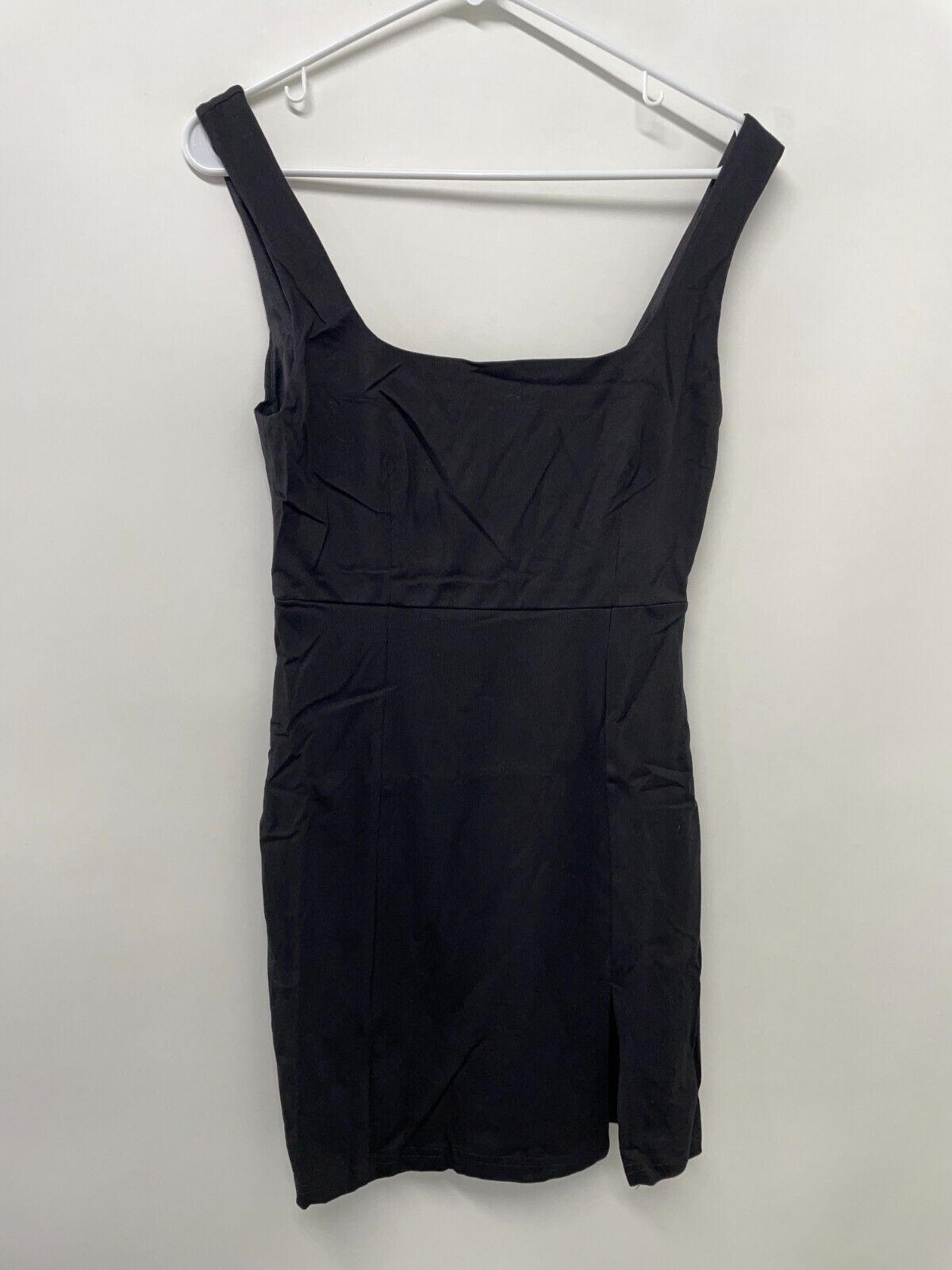 Showpo Women's 6 Hughes Square Neck Mini Dress Black Front Slit SD20010042 NWT