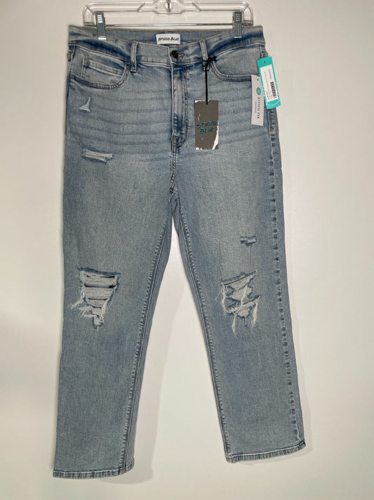 Studio Blue Women 12/31 Olsen Light Wash High Rise Distressed Straight Leg Jeans