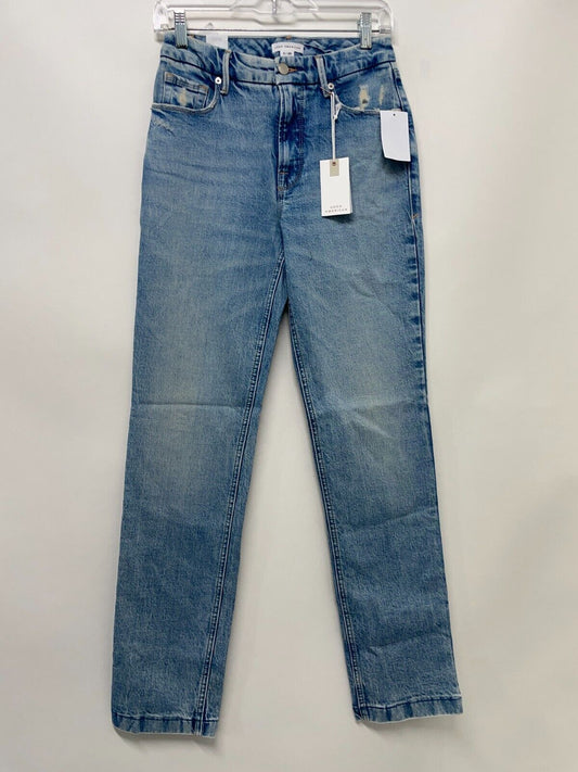 Good American Women's 0/25 Good Icon Straight Jeans Indigo357 Medium Blue NWT
