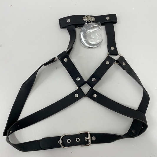 Killstar Women's OS Eternal Eclipse Harness Black Faux Leather Moon BDSM Occult