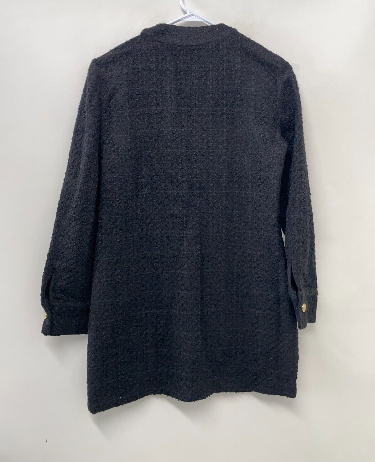 Zara Women's S Textured Weave Dress Ref Black Tweed Mini Shirt Dress 7563/257