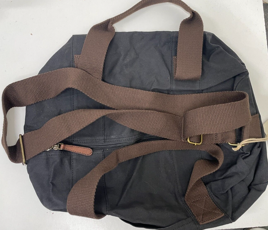 Timberland OS Canvas Duffle Bag Black/Brown Adjustable Strap Crossbody MN504 NWT