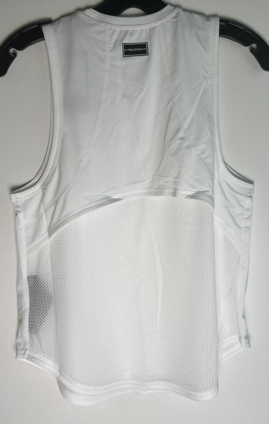 Peloton Womens XS Distance Double Layer Mesh Back Tank Top White WT00502