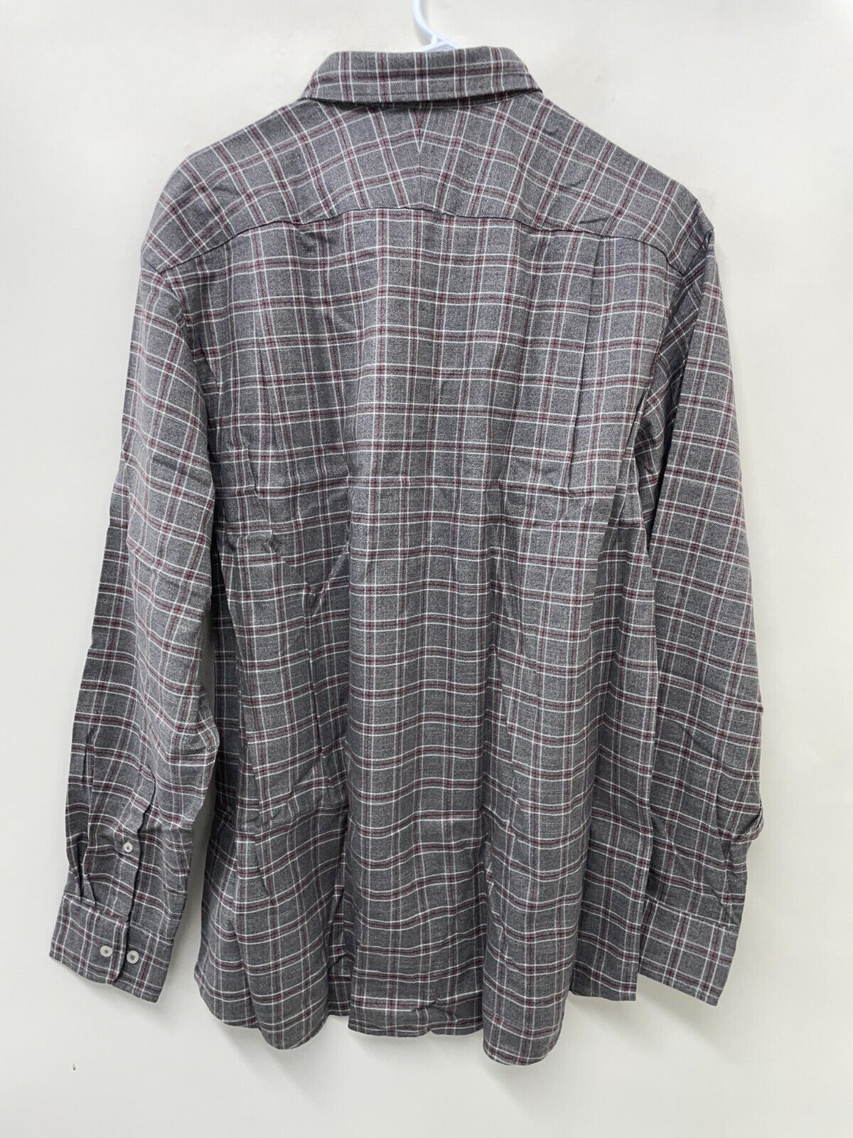 Charles Tyrwhitt Mens XL Triple Windowpane Plaid Non-iron Twill Shirt Gray