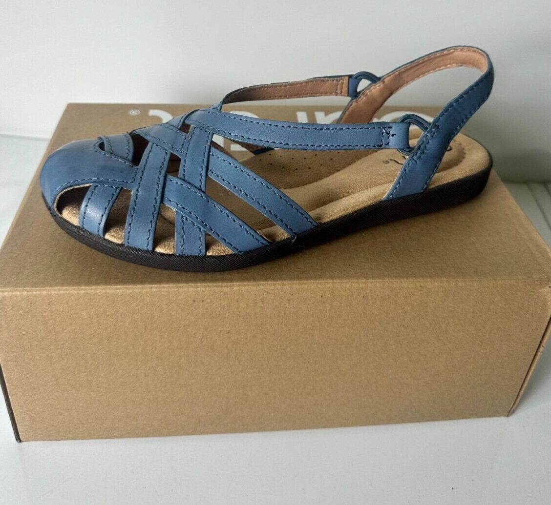 Earth Origins Womens 7 Nellie Slingback Leather Sandals Medium Blue NELLIE-IVO01