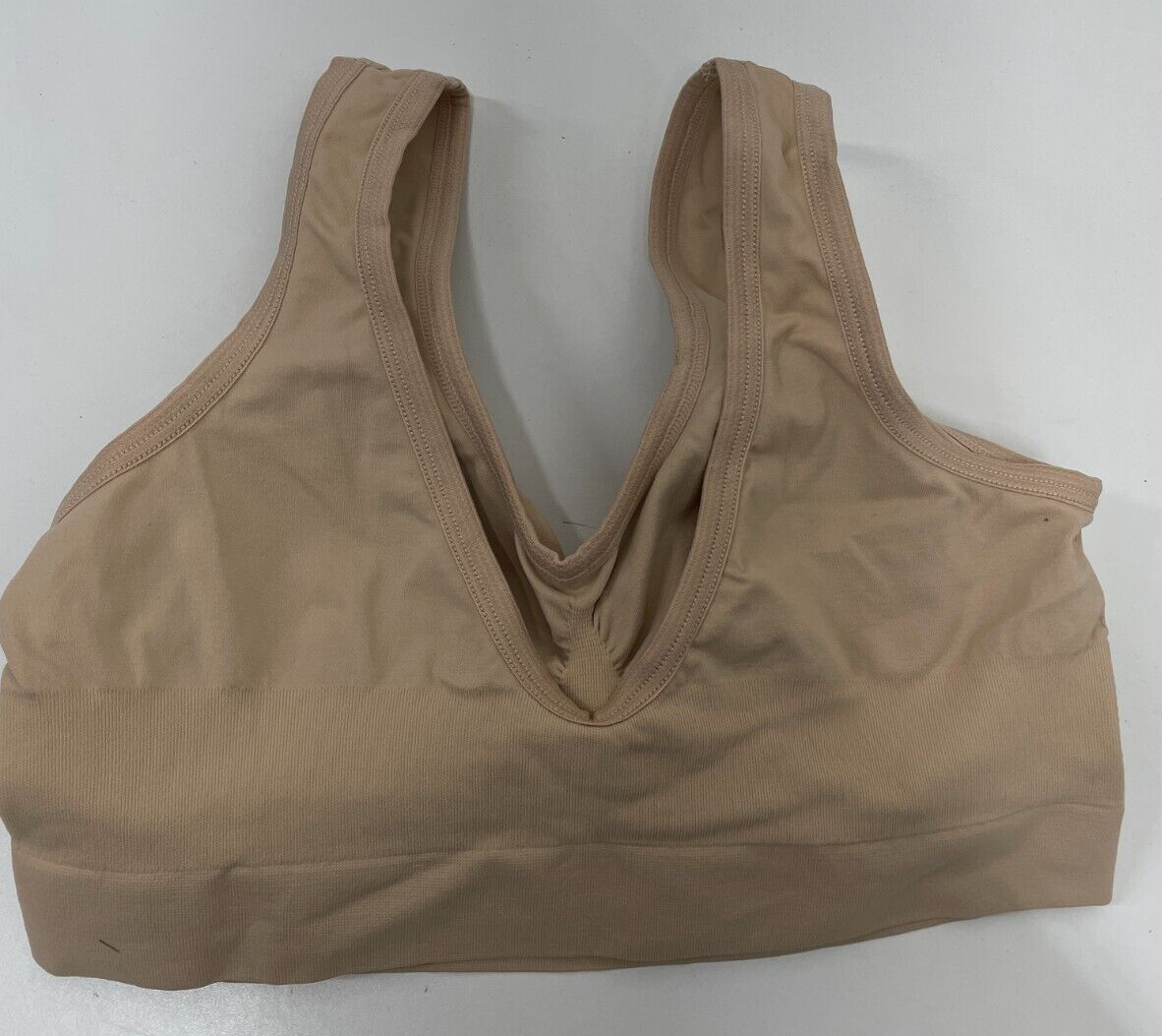 The Vermont Country Store Womens XL Soft Knit Wireless Leisure Bra Sunbeige