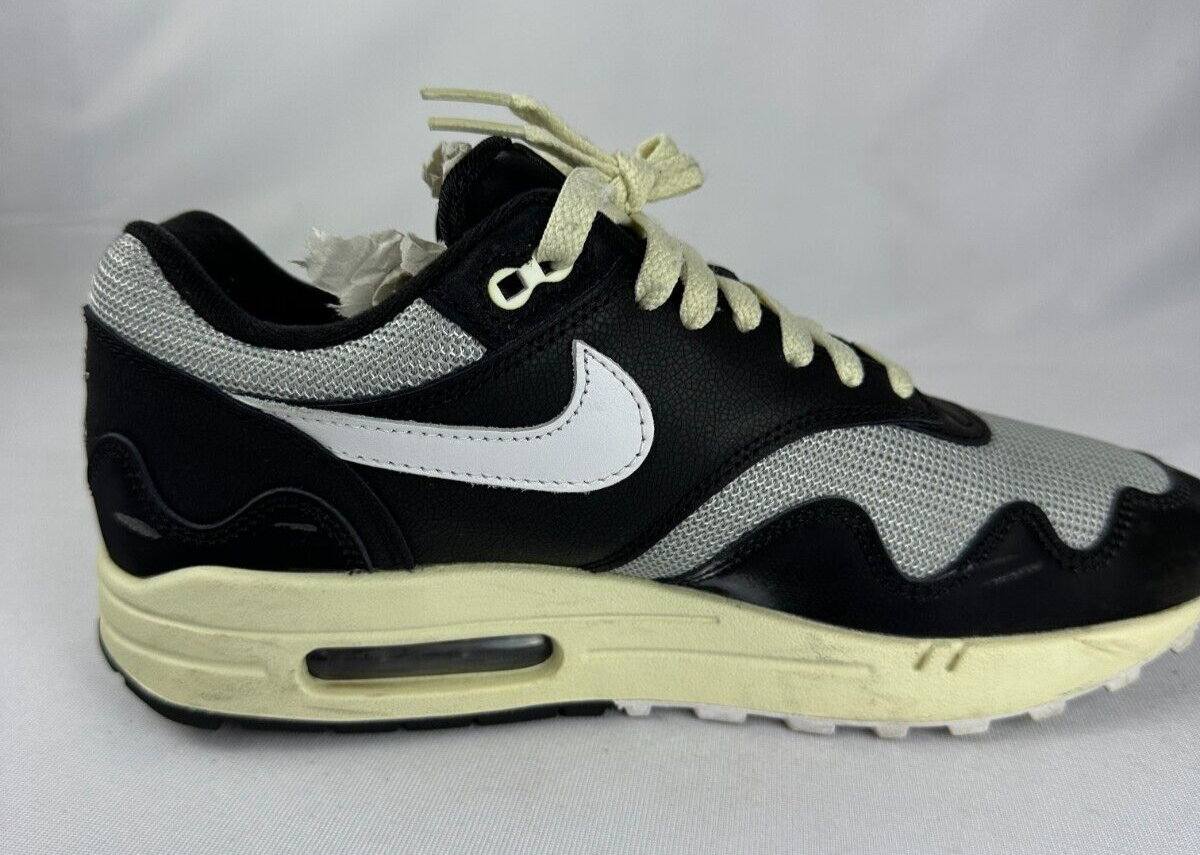 Nike Mens 9 Air Max 1 Patta White Black Running Shoes Sneaker DQ02991-001