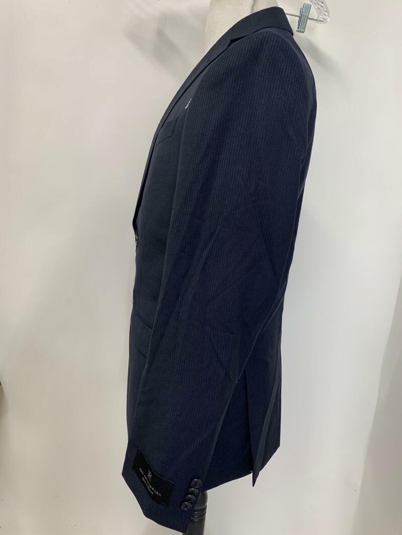 John Varvatos Men 38R Navy Blue Pinstripe Bleecker Wool Suit Jacket Blazer