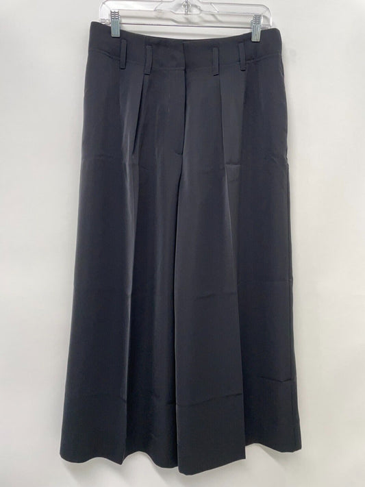Brass Women's 8 The Ace Pant Black 24" Wide-Leg Matte Crepe Pleated 1204401 NWT