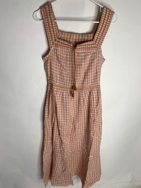 Old Navy Womens M Pink Sleeveless Waist-Defined Embroidered Clip-Dot Maxi Dress