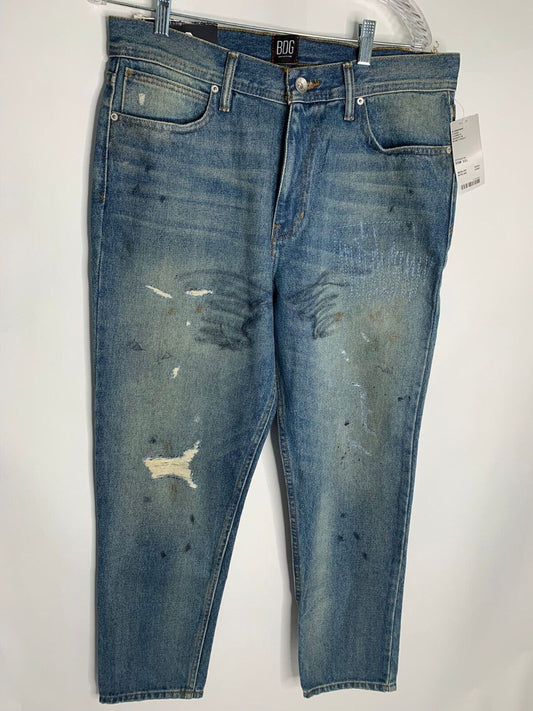 Urban Outfitters Mens 33x32 Dad Slim Taper Fit Jeans Distressed Splatter 33x30